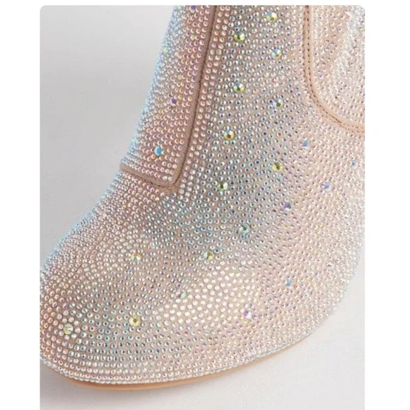 TORRID NWT Stretch Embellished Bootie (WW) Taupe - Picture 4 of 7